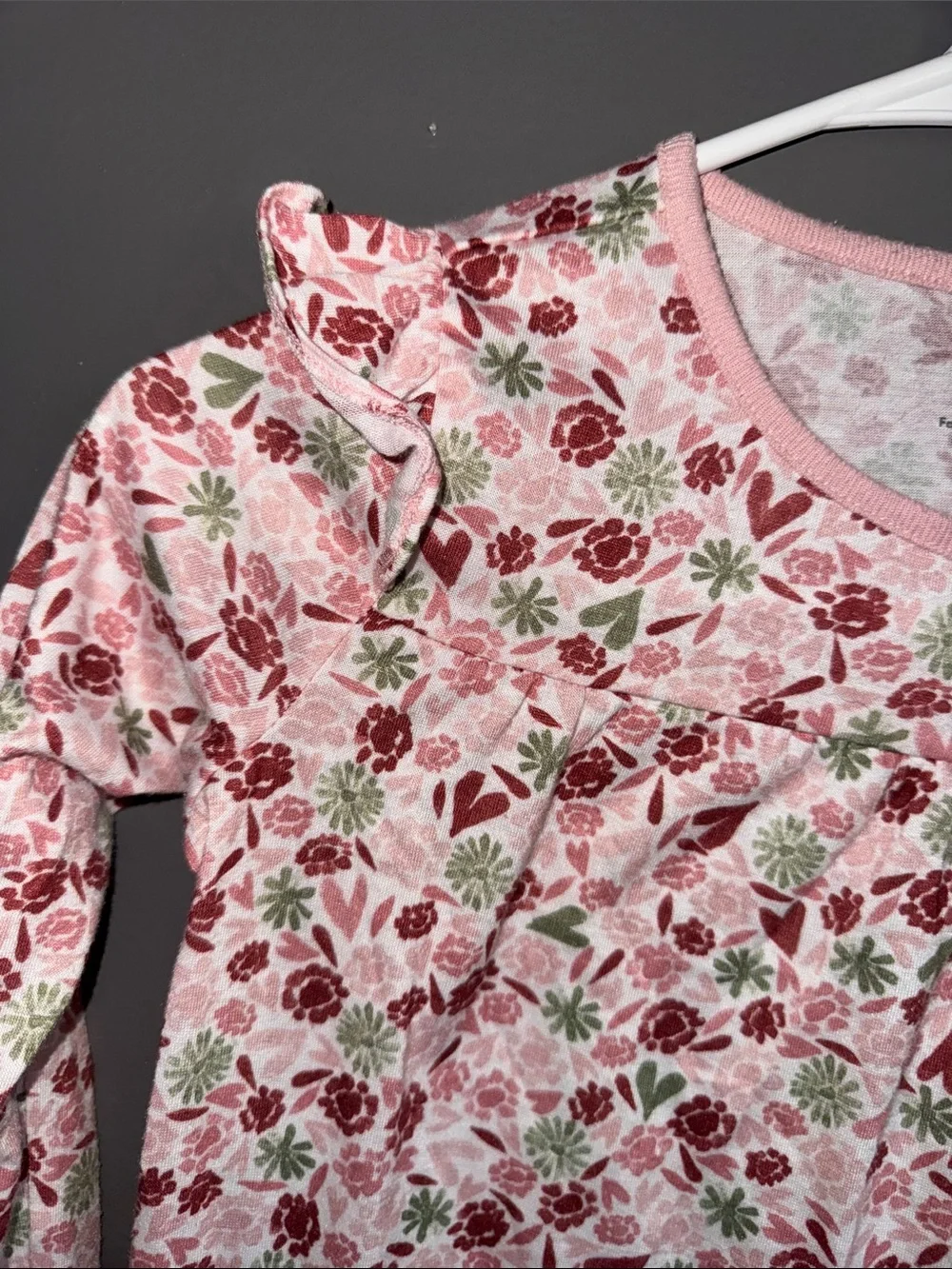 Carter's Pink Floral Ruffle-Shoulder Nightgown